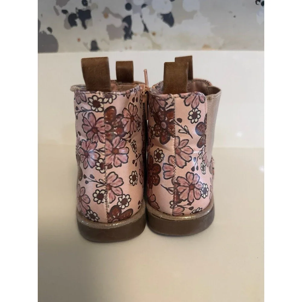 Nordstrom Pink boho floral print toddler chelsea boots